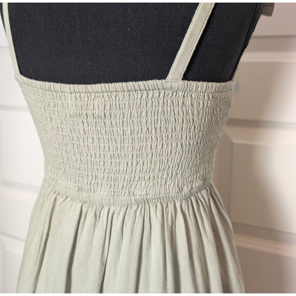 Hollister Size S Y2K Sundress Smocked Linen Blend Tie Straps Ruffle Boho Cottage - Picture 5 of 12